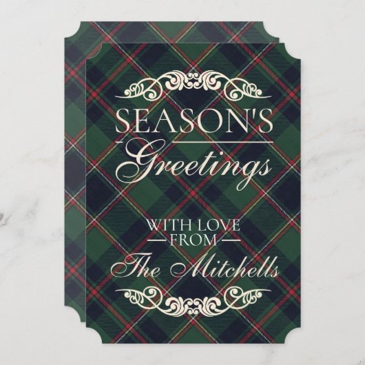 Classic Dark Blue Red Green Plaid Pattern Feestdagenkaart (Voorkant / Achterkant)