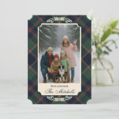 Classic Dark Blue Red Green Plaid Pattern Feestdagenkaart (Staand voorkant)