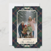 Classic Dark Blue Red Green Plaid Pattern Feestdagenkaart (Voorkant)