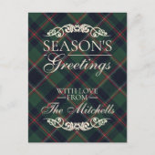 Classic Dark Blue Red Green Plaid Pattern Feestdagenkaart (Voorkant)