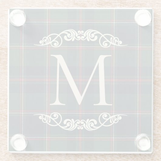 Classic Dark Blue Red Green Plaid Pattern Glazen Onderzetter (Achterkant)