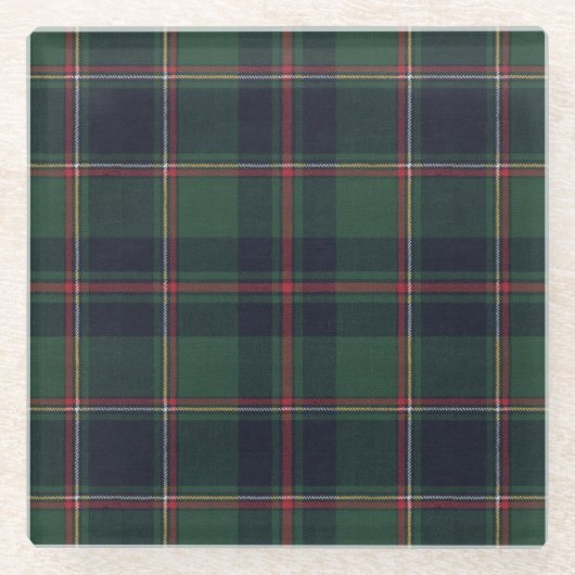 Classic Dark Blue Red Green Plaid Pattern Glazen Onderzetter (Voorkant)