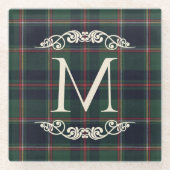 Classic Dark Blue Red Green Plaid Pattern Glazen Onderzetter (Voorkant)