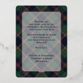 Classic Dark Blue Red Green Plaid Pattern Gold Folie Feestdagenkaart (Achterkant)