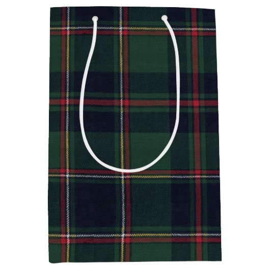 Classic Dark Blue Red Green Plaid Pattern Medium Cadeauzakje (Voorkant)
