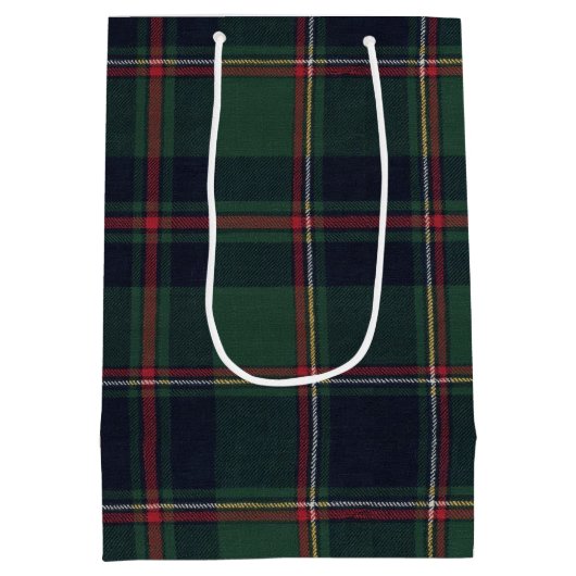 Classic Dark Blue Red Green Plaid Pattern Medium Cadeauzakje (Achterkant)
