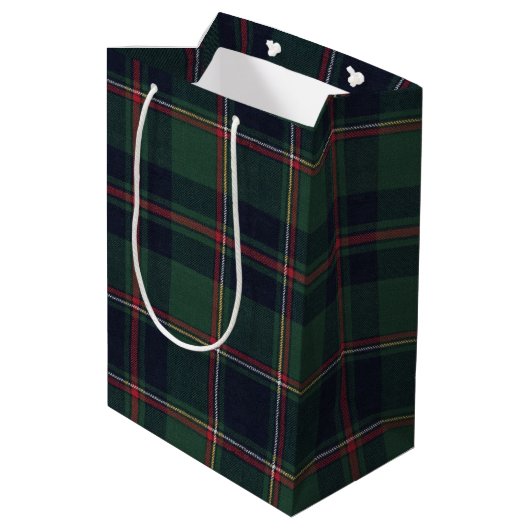Classic Dark Blue Red Green Plaid Pattern Medium Cadeauzakje (Achterkant Gekanteld)