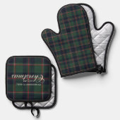 Classic Dark Blue Red Green Plaid Pattern Ovenwant & Pannenlap Set (Voorkant / Achterkant)