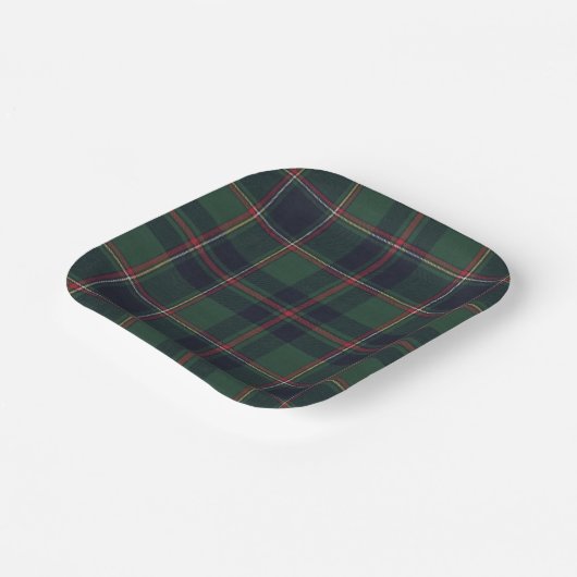 Classic Dark Blue Red Green Plaid Pattern Papieren Bordje (Gebogen)