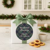 Classic Dark Blue Red Green Plaid Pattern Ronde Sticker