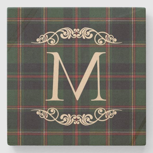 Classic Dark Blue Red Green Plaid Pattern Stenen Onderzetter (Voorkant)