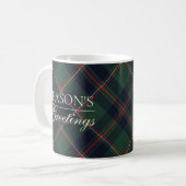 Classic Dark Blue Red Green Plaid Pattern Two-Tone Koffiemok (Voorkant links)