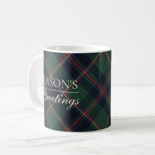 Classic Dark Blue Red Green Plaid Pattern Two-Tone Koffiemok (Voorkant links)