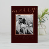 Classic Dark Bourgondië en Goud Lijst Familiefoto Folie Feestdagenkaart (Staand Voorkant)