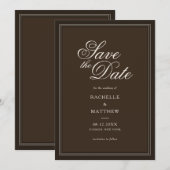 Classic Dark Brown Old Money Wedding Save The Date (Voorkant / Achterkant)