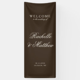 Classic Dark Brown Old Money Wedding Welcome Spandoek