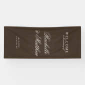 Classic Dark Brown Old Money Wedding Welcome Spandoek (Horizontaal)