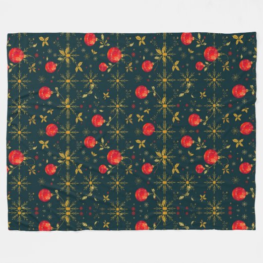Classic Dark Christmas Fleece Throw Blanket (Voorkant (Horizontaal))