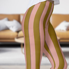 Classic Dark Gold en Pink Strip Pattern Leggings