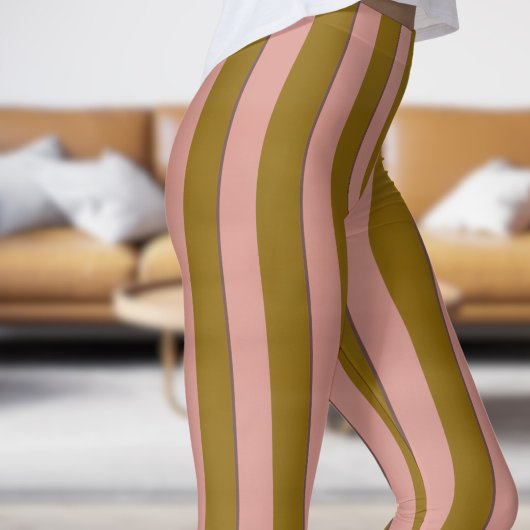 Classic Dark Gold en Pink Strip Pattern Leggings
