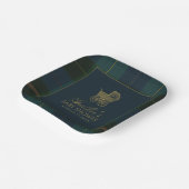 Classic Dark Green & Blue Plaid Baby Shower Papieren Bordje (Gebogen)