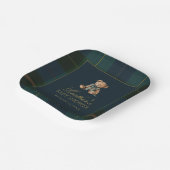 Classic Dark Green & Blue Plaid Baby Shower Papieren Bordje (Gebogen)