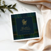 Classic Dark Green & Blue Plaid Baby Shower Servet