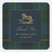 Classic Dark Green & Blue Plaid Baby Shower Vierkante Sticker (Voorkant)