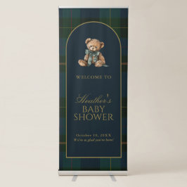 Classic Dark Green Plaid Baby Shower Banner Roll-up Banner