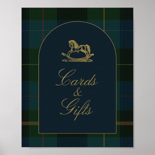 Classic Dark Green Plaid Baby Shower Cards & Gifts Poster (Voorkant)