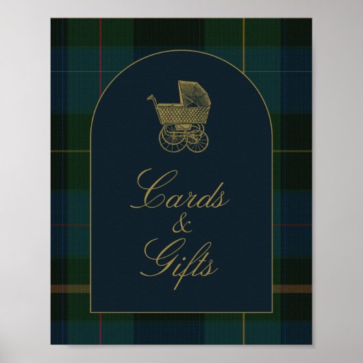 Classic Dark Green Plaid Baby Shower Cards & Gifts Poster (Voorkant)