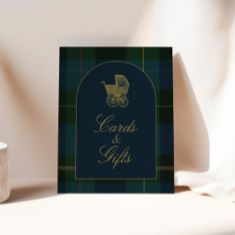 Classic Dark Green Plaid Baby Shower Cards & Gifts Poster