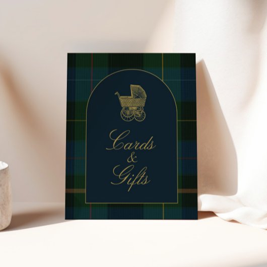 Classic Dark Green Plaid Baby Shower Cards & Gifts Poster
