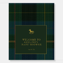 Classic Dark Green Plaid Baby shower Welkomstbord