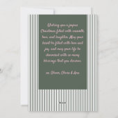 Classic Dark Green Stripes & Pink Bow Christmas Feestdagenkaart (Achterkant)