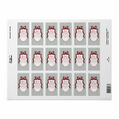 Classic Dark Green Stripes & Red Bow Christmas Etiket (Full Sheet)