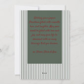 Classic Dark Green Stripes & Red Bow Christmas Feestdagenkaart (Achterkant)