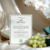 Classic Dark Green Wedding Details Informatiekaartje
