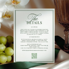 Classic Dark Green Wedding Details Informatiekaartje