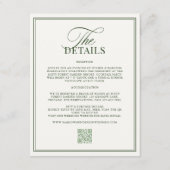 Classic Dark Green Wedding Details Informatiekaartje (Voorkant)