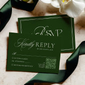 Classic Dark Green Wedding RSVP Kaartje