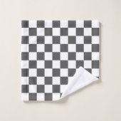 Classic dark grey checkerboard bad handdoek (Wasdoekje)