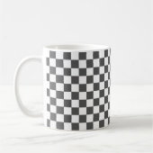 Classic dark grey checkerboard koffiemok (Links)