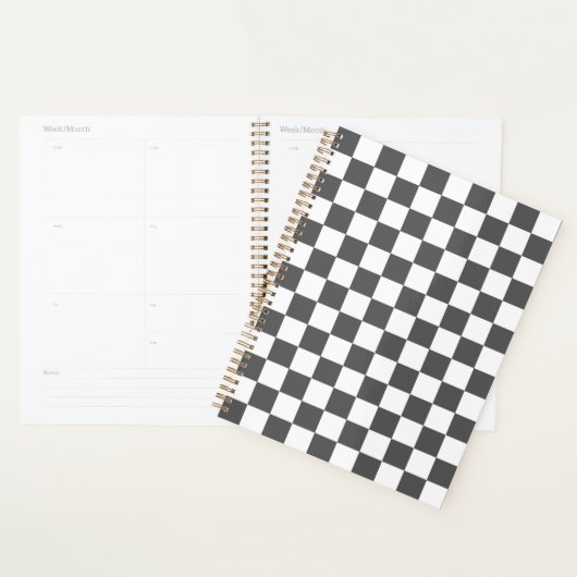 Classic dark grey checkerboard planner (Display)