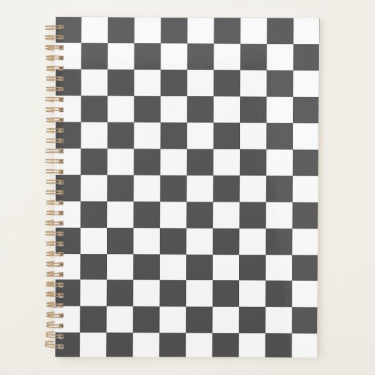 Classic dark grey checkerboard planner (Voorkant)