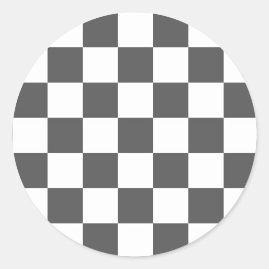 Classic dark grey checkerboard ronde sticker (Voorkant)