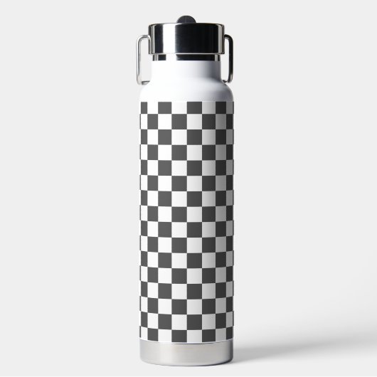 Classic dark grey checkerboard waterfles (Voorkant)