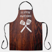 classic Dark Mahogany houtnerf Flippin’ geweldige Schort (Voorkant)