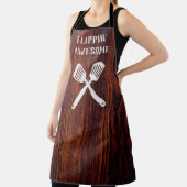 classic Dark Mahogany houtnerf Flippin’ geweldige Schort (Insitu)