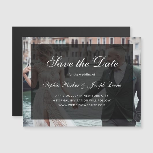 Classic Dark Overlay Photo Magnetic Save the Date (Voorkant / Achterkant)